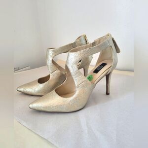 Jones New York Gold Foil Metallic Stiletto Heel Formal Christina Comfort 9.5
